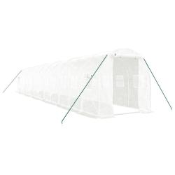 Serre tente abri plante fleur l&eacute;gumes avec cadre en acier 24 m&sup2; 12 x 2 x 2 m blanc 02_0044559