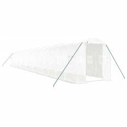 Serre tente abri plante fleur l&eacute;gumes avec cadre en acier 32 m&sup2; 16 x 2 x 2 m blanc 02_0044573