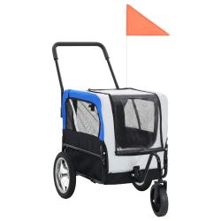 Remorque chariot transport de v&eacute;lo pour chiens poussette 2-en-1 gris 02_0044377