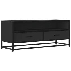 Meuble TV industriel moderne rangement grand espace 100 x 34,5 x 40 cm en bois d'ing&eacute;nierie noir 02