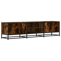 Meuble TV moderne rangement grand espace 160 x 35 x 41 cm en bois d'ing&eacute;nierie ch&ecirc;ne fum&eacute; 02_0049607
