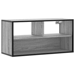 Meuble TV mural moderne design industriel 80 x 31 x 39,5 cm avec espace de rangement en bois gris 0