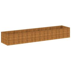 Lit sur&eacute;lev&eacute; de jardin design rustique d&eacute;coration balcon 479 x 100 x 69 cm en acier corten marron 0