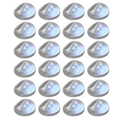 Lot de 24 lampes solaires murales rondes 11 x 5 cm &eacute;clairage automatique ext&eacute;rieur en PP argent&eacute; 02