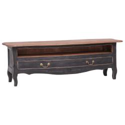 Meuble TV rustique vintage avec tiroir et compartiment ouvert 120 x 30 x 40 cm en bois d'acajou noi