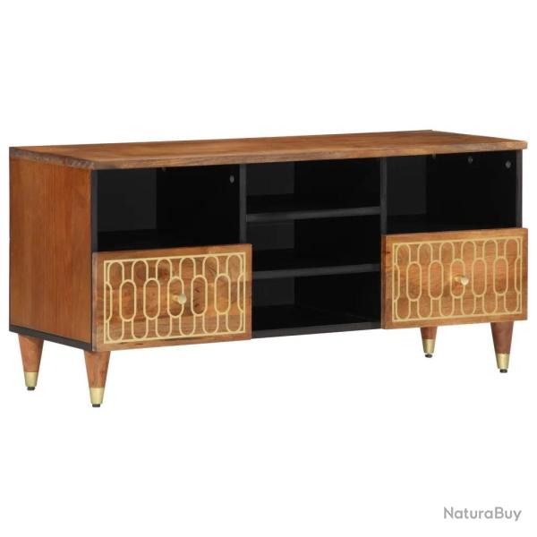 Meuble TV r�tro avec rangement 100 x 33 x 46 cm en bois massif de manguier marron 02_0047312