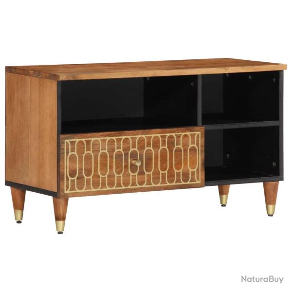 Meuble TV r�tro fonction d'affichage rangement 80 x 33 x 46 cm en bois massif de manguier miel 02_0