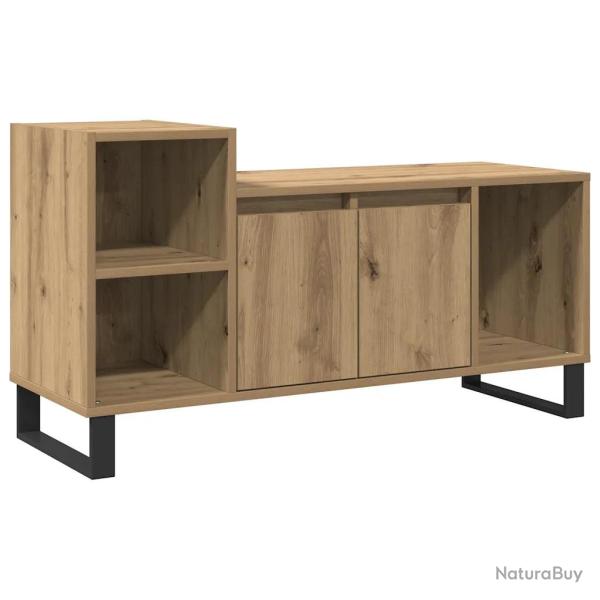 Meuble TV en bois d'ing�nierie pratique avec grand espace de rangement 100 x 35 x 55 cm en ch�ne ar