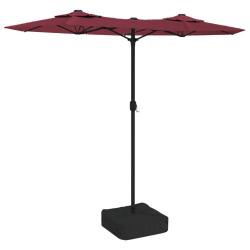 Parasol de jardin double t&ecirc;te 316 x 145 cm protection UV avec base solide style contemporain en pol