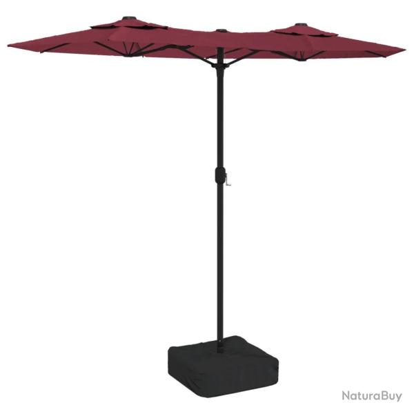 Parasol de jardin double t�te 316 x 145 cm protection UV avec base solide style contemporain en pol
