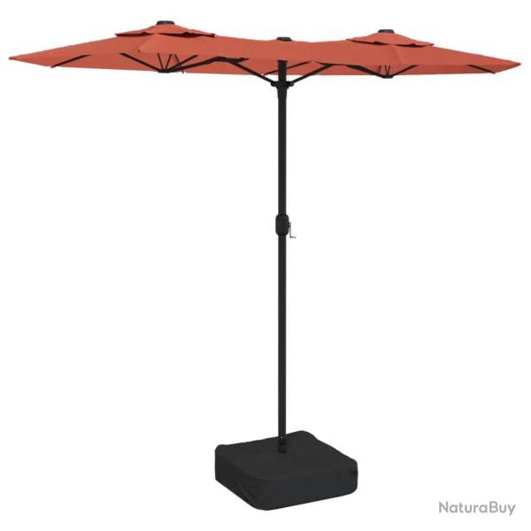 Parasol de jardin � double t�te 316 x 145 cm en polyester terre cuite 02_0047390