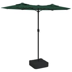Parasol de jardin double t&ecirc;te avec LED ext&eacute;rieur 316 x 145 cm ambiance cosy m&eacute;canisme &agrave; manivelle e