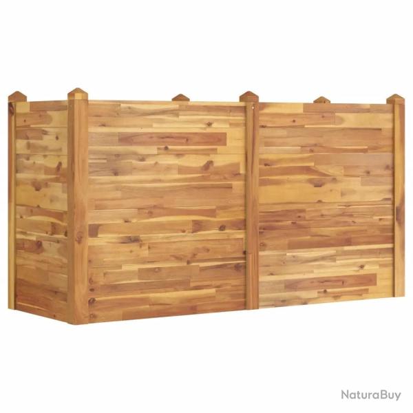 Lit sur�lev� de jardin empilable pour plantes et fleurs 160 x 60 x 84 cm style naturel en bois d'ac