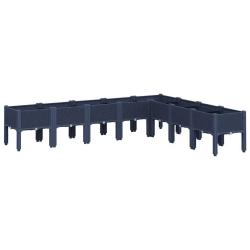Jardini&egrave;re sur&eacute;lev&eacute;e design &eacute;l&eacute;gant terrasse jardin 200 x 160 x 42 cm en PP bleu gris 02_0047459