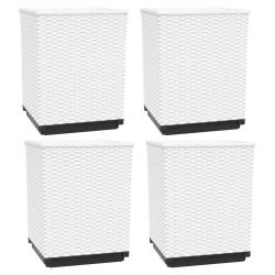 Lot de 4 jardini&egrave;res d&eacute;coratives modernes balcon jardin 30 x 30 x 37 cm en PP blanc 02_0047407