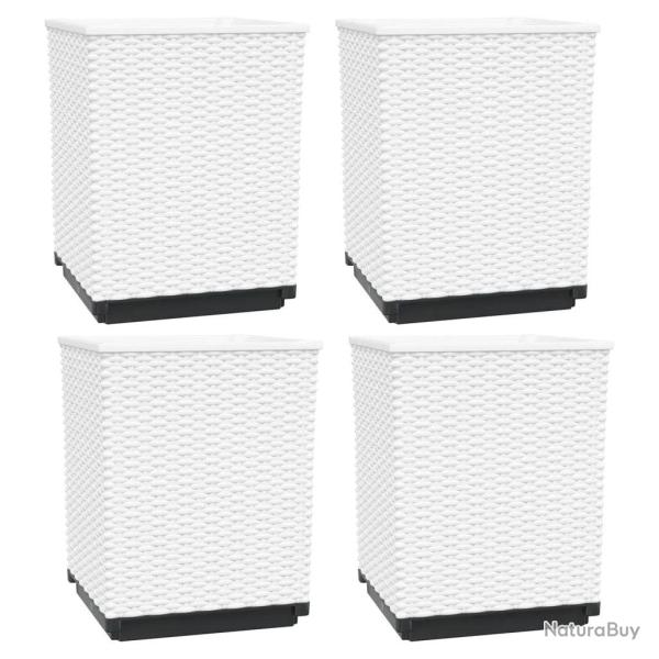 Lot de 4 jardini�res d�coratives modernes balcon jardin 30 x 30 x 37 cm en PP blanc 02_0047407