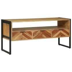Meuble TV rectangulaire moderne avec rangement 100 x 35 x 50 cm en bois d'acacia marron 02_0047575