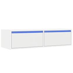 Meuble TV &eacute;l&eacute;gant mural avec lumi&egrave;res LED 100 x 35,5 x 25 cm gain de place ambiance cosy en bois d'