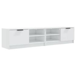 Lot de 2 meubles TV modernes en bois d'ing&eacute;nierie blanc brillant 80 x 35 x 36,5 cm avec grand espac