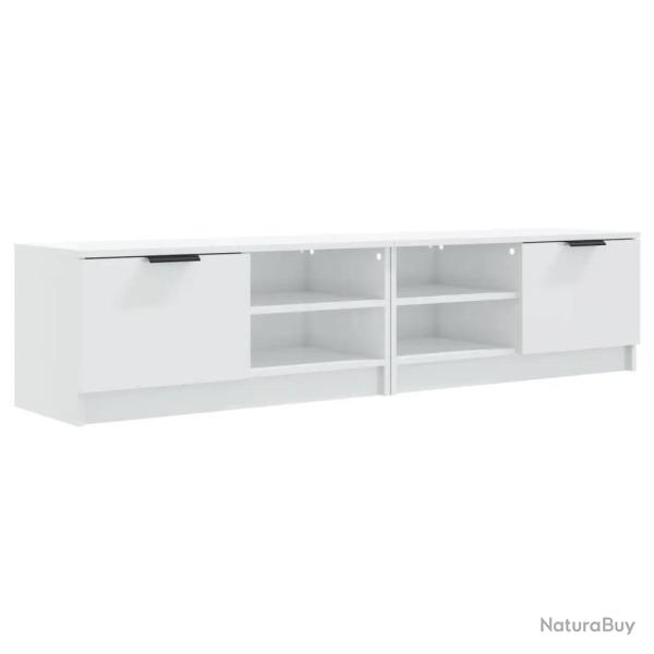 Lot de 2 meubles TV modernes en bois d'ing�nierie blanc brillant 80 x 35 x 36,5 cm avec grand espac