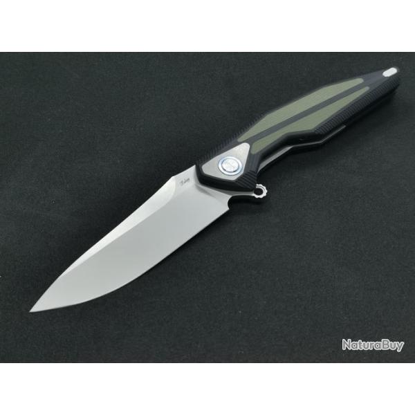 Couteau Rike Knife Tulay Lame Acier 154CM Manche G10 Black/Green Liner Lock RKTULAYBODG