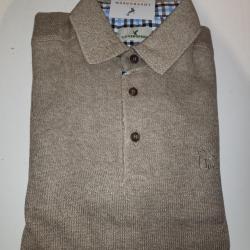 Sweat Col Boutonn&eacute; Beige Taille XXL - LOVERGREEN