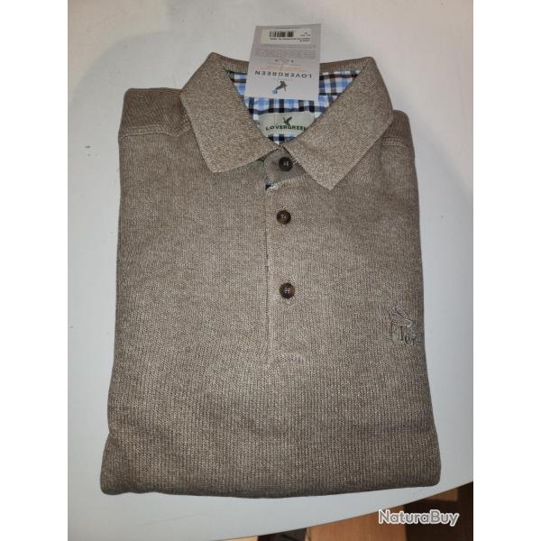 Sweat Col Boutonn� Beige Taille 3XL - LOVERGREEN