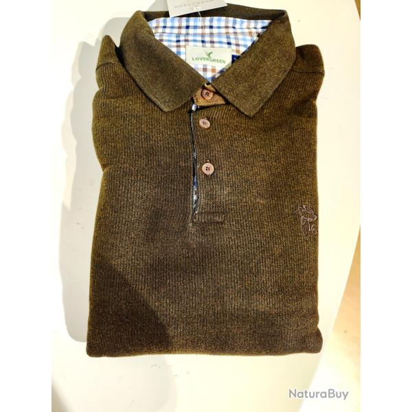 Sweat Col Boutonn� Kaki Bronze Taille S - LOVERGREEN