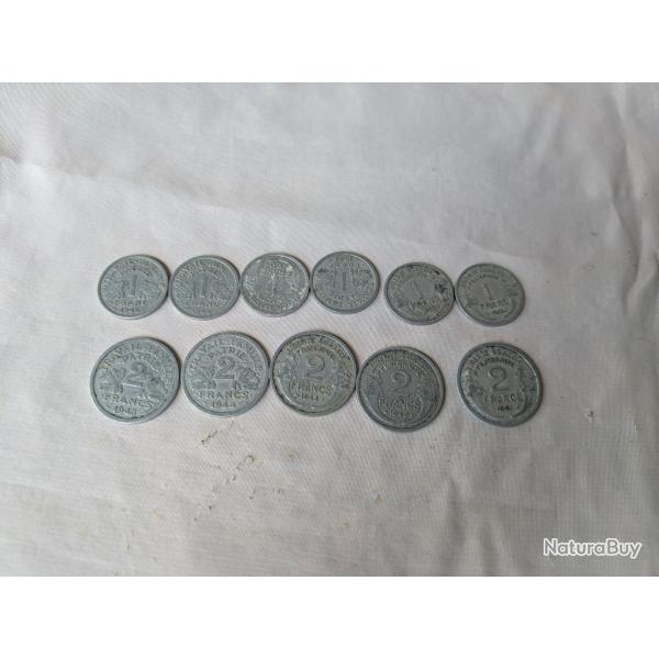 WW2 FRANCE LOT DE 11 PI�CES FRANCAISES 1 ET 2 FRANCS SECONDE GUERRE OCCUPATION ET LIB�RATION 39-45 2