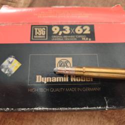 Boite incompl&egrave;te de Rws 9.3x62 Tug 19 g