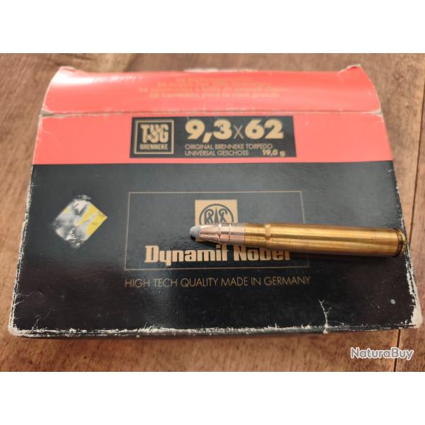 Boite incompl�te de Rws 9.3x62 Tug 19 g