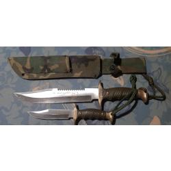 COUTEAUX BOWIE ENSEMBLE 2 PIECES EN GAINE