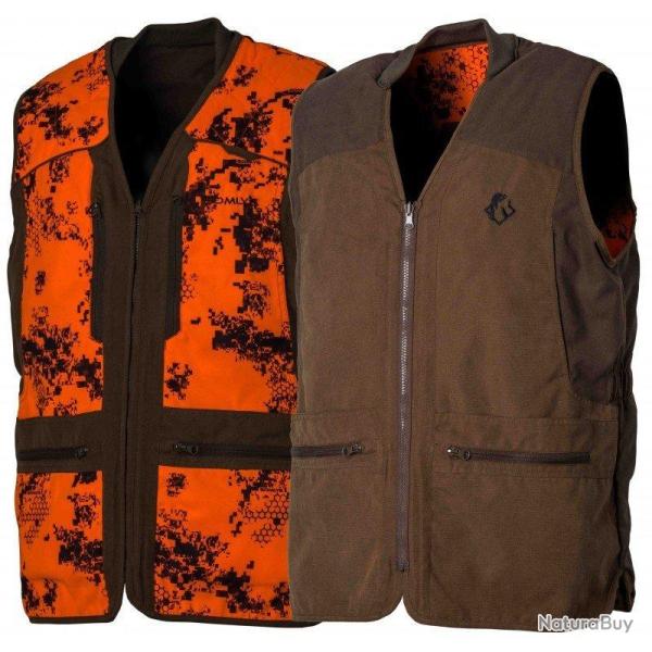 Gilet de chasse r�versible camo orange/marron SOMLYS-3XL
