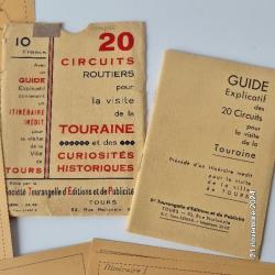 1936-37, 20 circuits routiers pour la visite de la Touraine et  curiosit&eacute;s historiques