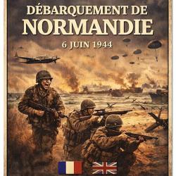 PLAQUE METAL DEBARQUEMENT 6 JUIN 1944 2/WW2