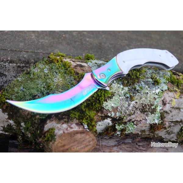 Couteau Semi Automatique MTech A/O Lame Acier 3Cr13 Persian Manche Acier/POM S�curit� Liner Lock