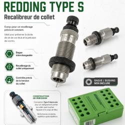 22-250 R - Recalibreur de collet Type S &agrave; bushing Redding - outil seul