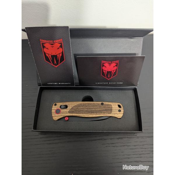 Cobratec - CBZWDBLTBLK - Zebrawood Tanto BlackZebrawood Tanto Black - Lame 76mm - Manche Zebrawood