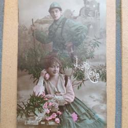 CPA PATRIOTIQUE GUERRE 1914-1918 SOLDAT COUPLE LE REVE ECRITE SEPTEMBRE 1918