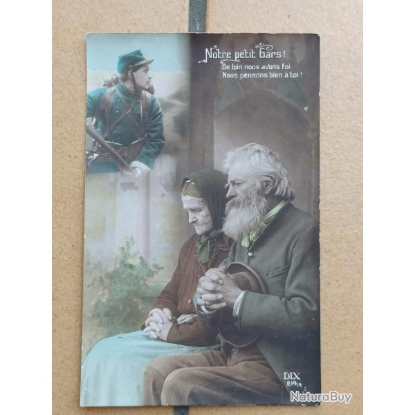 CPA PATRIOTIQUE GUERRE 1914-1918 SOLDAT PARENT NOTRE PETIT GARS ECRITE