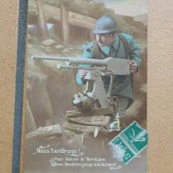 CPA PATRIOTIQUE GUERRE 1914-1918 NOUS TIENDRONS POUR LIBERER LE TERRITOIRE SOLDAT CANON POILU