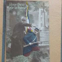 CPA PATRIOTIQUE GUERRE 1914-1918 POUR DIEU POUR LA PATRIE SOLDAT POILU ECRITE