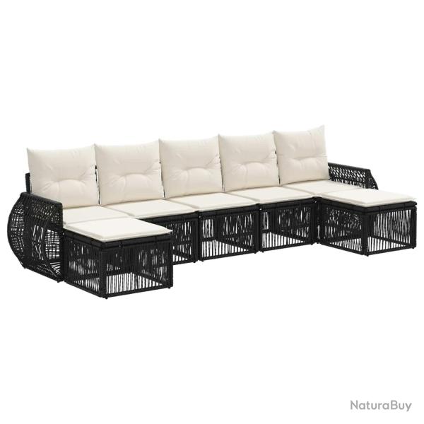 Ensemble de canap� de jardin 7 pcs Noir et blanc cr�me