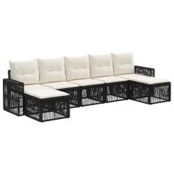 Ensemble de canap&eacute; de jardin 7 pcs Noir et blanc cr&egrave;me