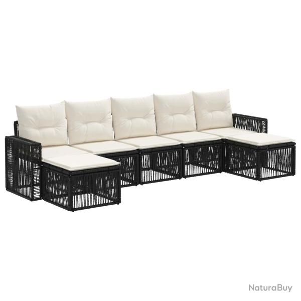 Ensemble de canap� de jardin 7 pcs Noir et blanc cr�me