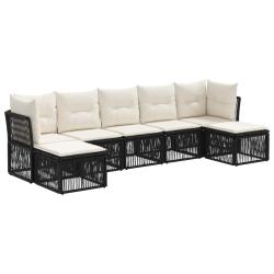 Ensemble de canap&eacute; de jardin 7 pcs Noir polyrotin