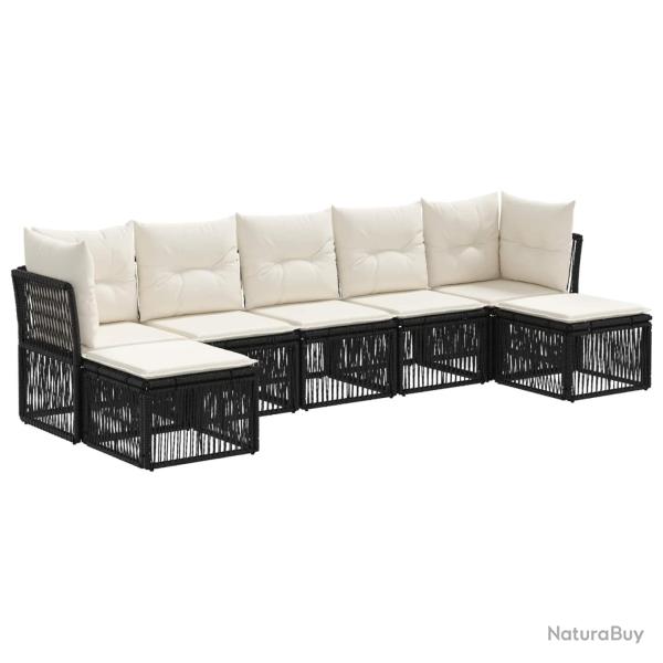 Ensemble de canap� de jardin 7 pcs Noir polyrotin
