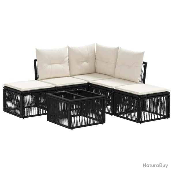 Ensemble de canap� de jardin 6 pcs Noir polyrotin