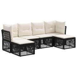 Ensemble de canap&eacute; de jardin 6 pcs Noir polyrotin