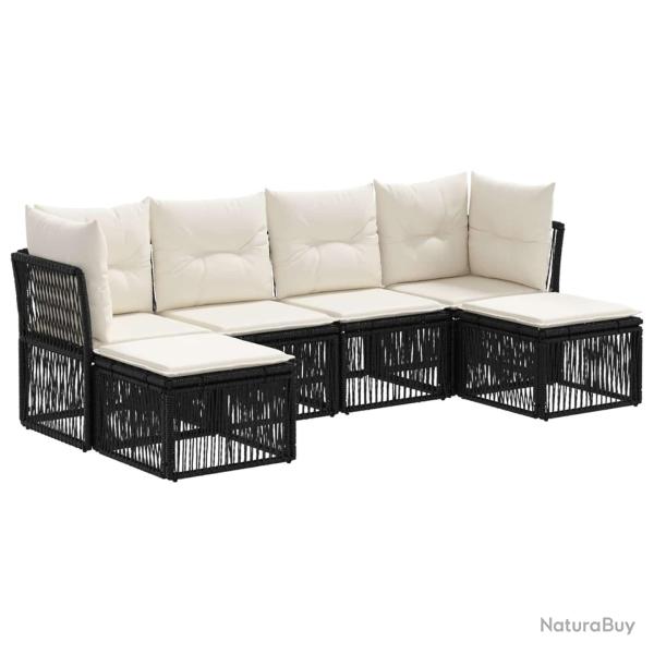 Ensemble de canap� de jardin 6 pcs Noir polyrotin